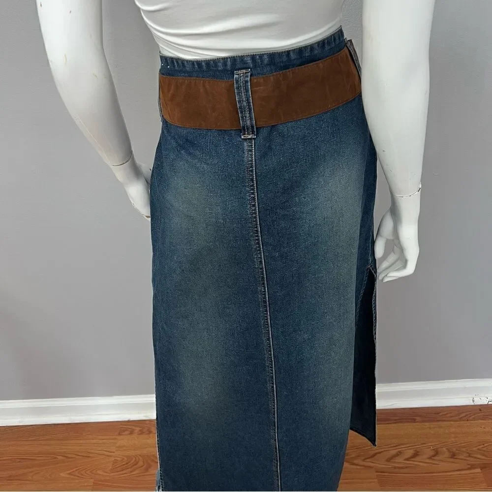Vintage‎ Y2K Squeeze by Stephen Hardy side slit midi blue jean skirt - 9/10